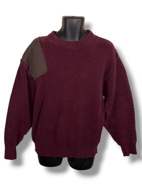 Vintage XL Actual Redhead Burgundy Knit Outdoor Sweater Thick Knit Cotton Ribbed